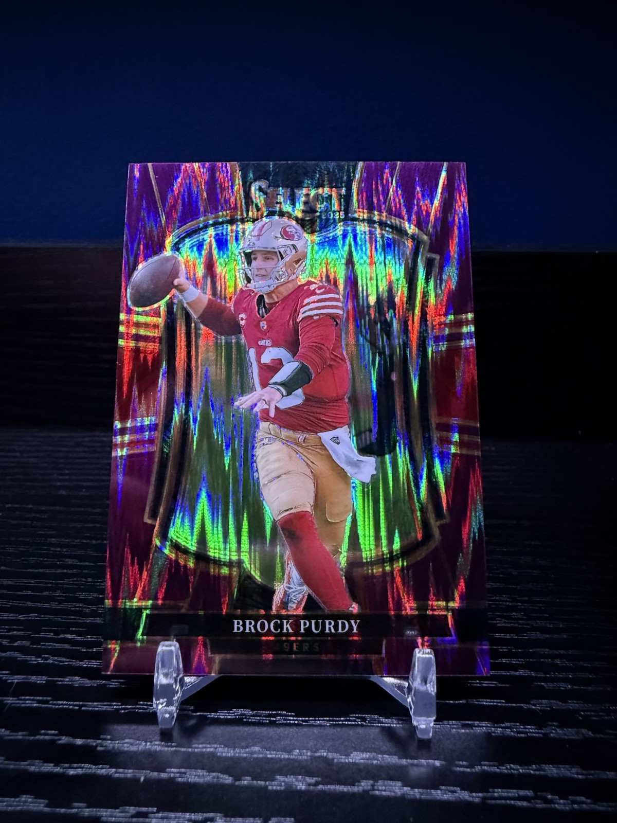 Panini 2025 Select Brock Purdy Premier Level Purple Shock Prizm #117 /699 Panini 2025 Select Brock Purdy Premier Level Purple Shock Prizm #117 /699
