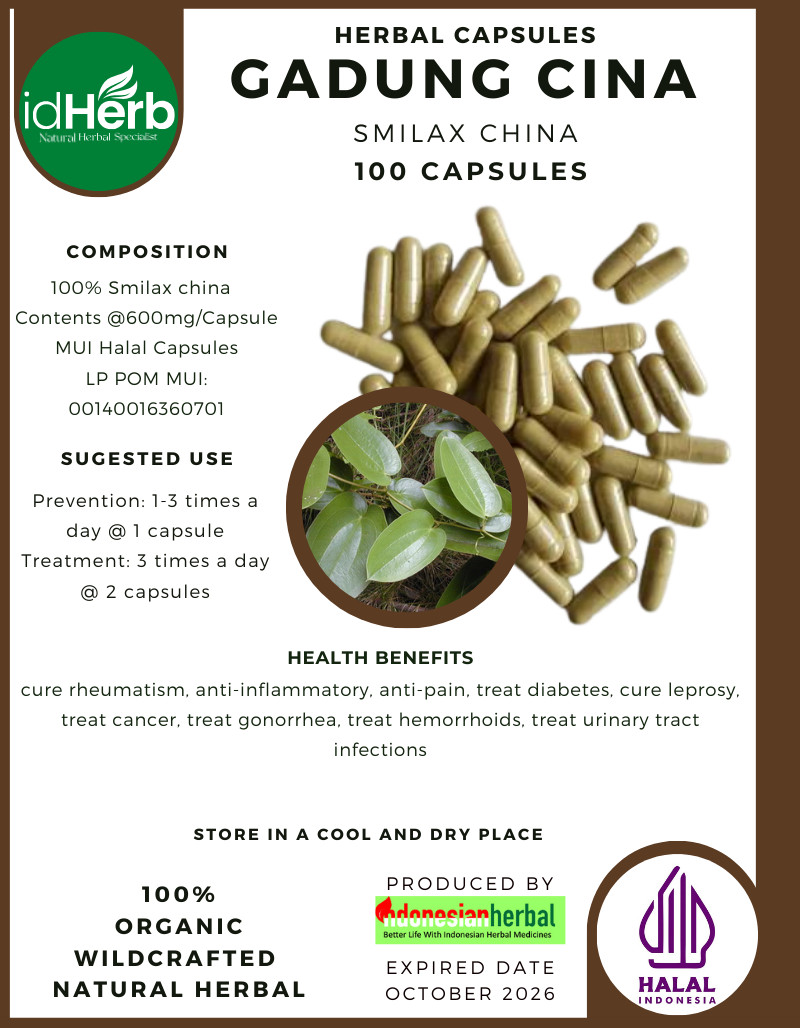 [idHerb] 100-1000 CAPSULES GADUNG CINA Smilax China NATURAL HERBAL