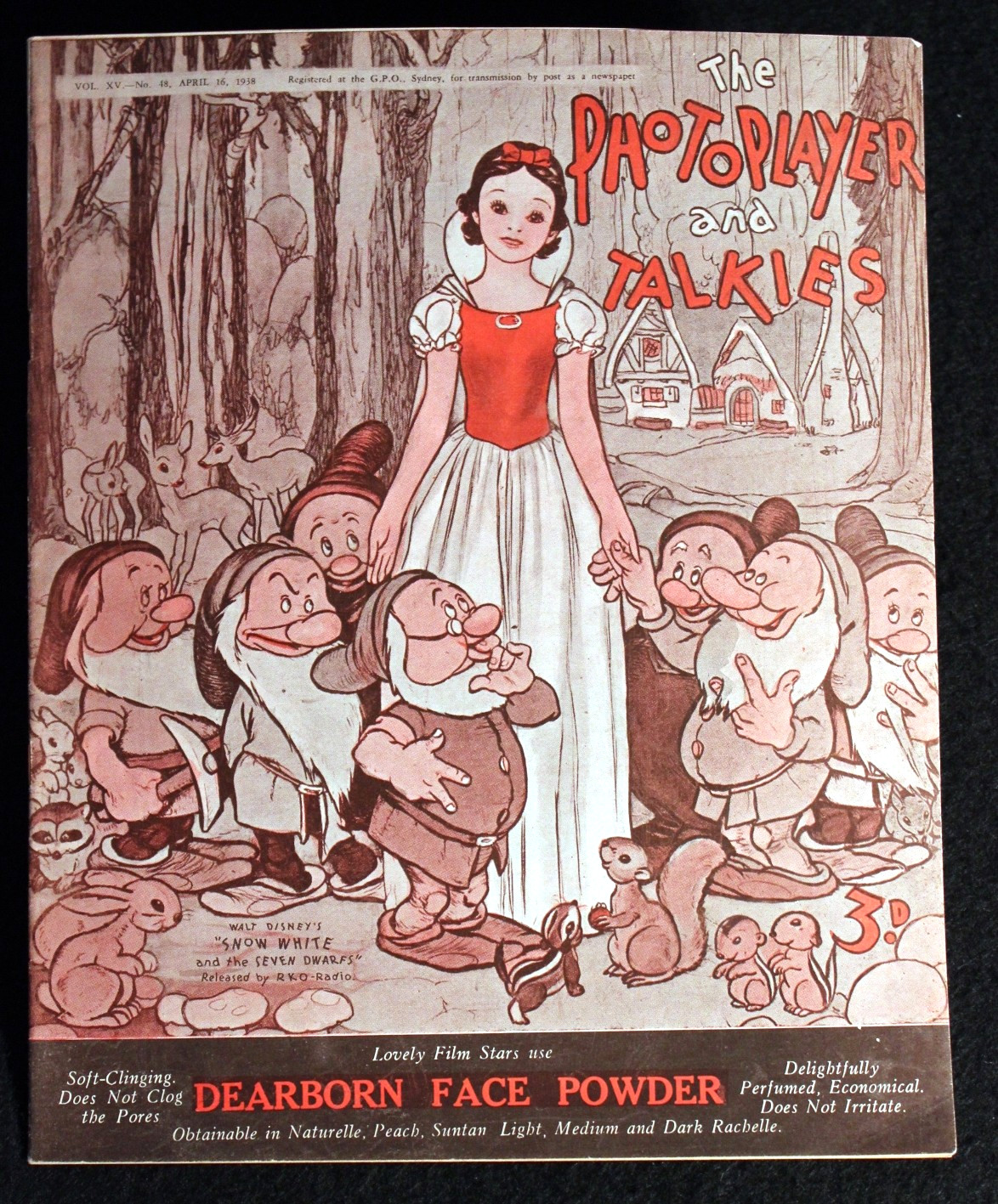 Walt Disney 1938 Snow White Magazine Cover Australia Photoplayer and Talkies