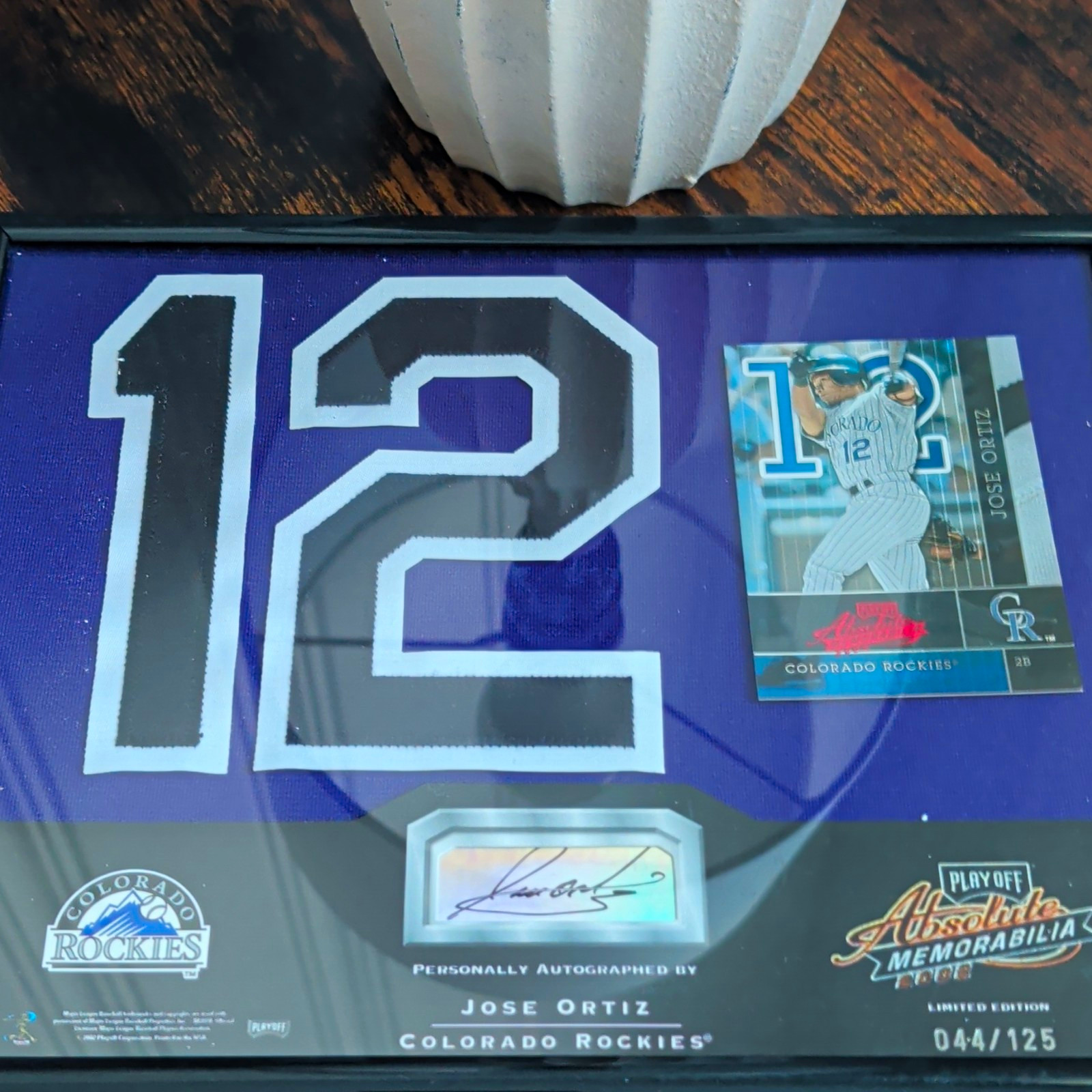 2002 Playoff Absolute Memorabilia Jose Ortiz Rockies Jersey Patch Auto # /125