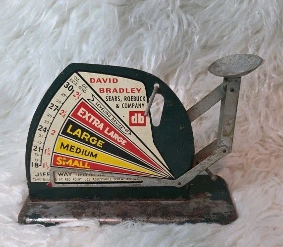 Vintage 1940’s David Bradley Sears Jiffy Way Egg Grading Scale Farmhouse Grandma