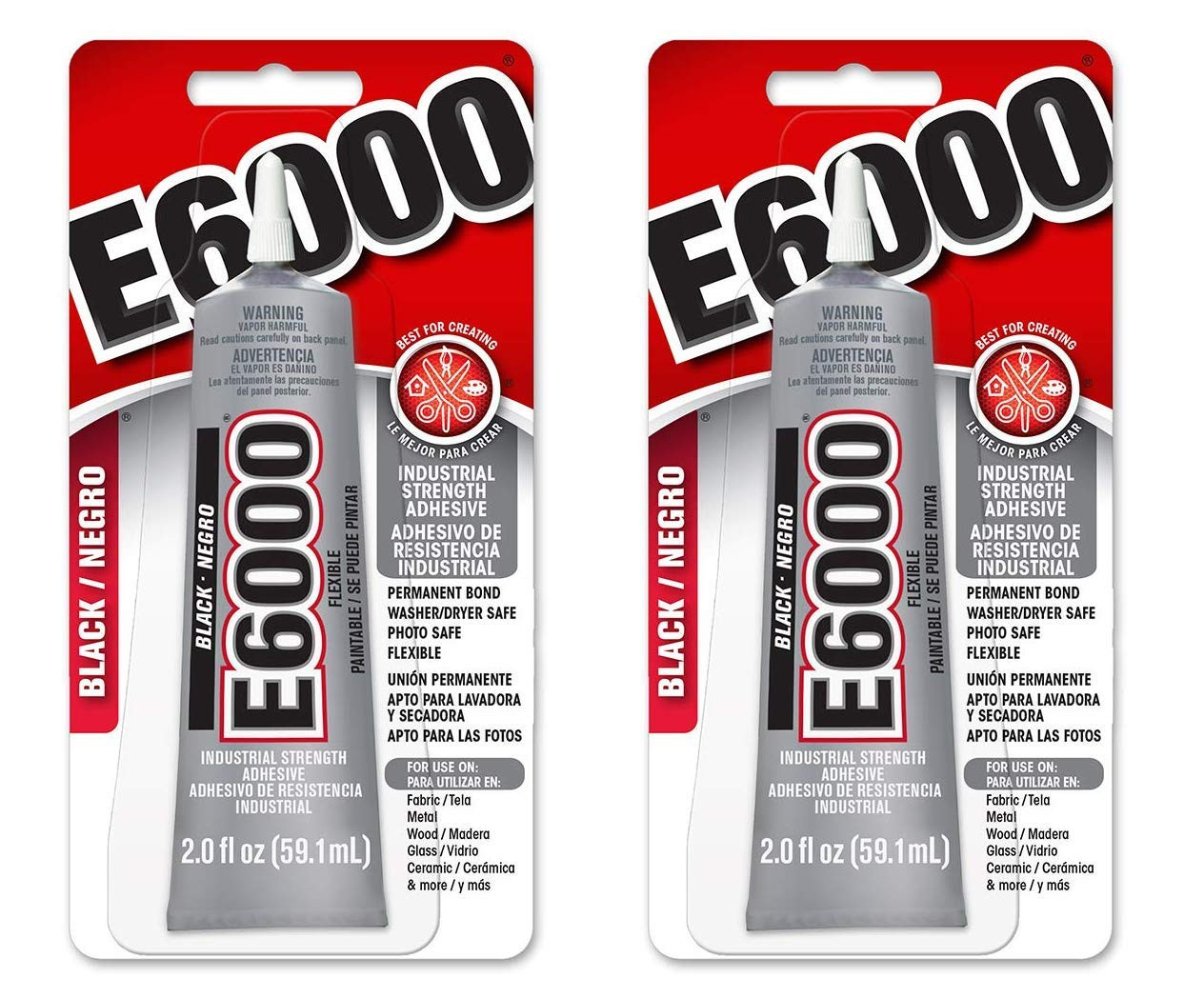 E6000 Multipurpose Adhesive Black 2 Oz Two Pack Craft Glue Jewelry Adhesive