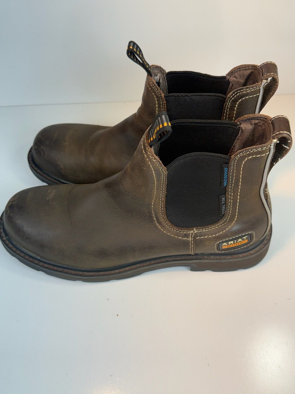 Ariat Groundbreaker Chelsea Waterproof Steel Toe Work Boots Dark Brown