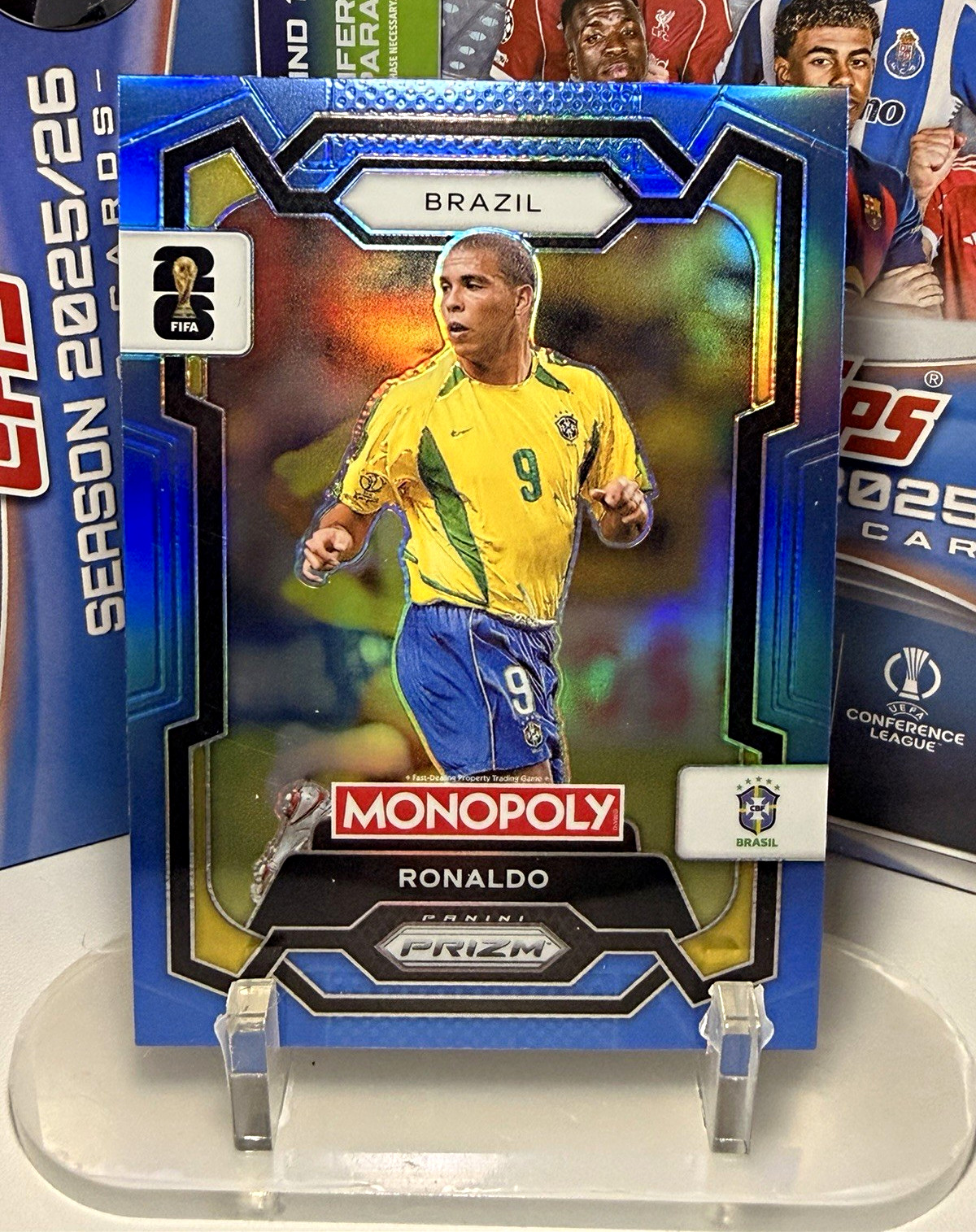 2026 Panini Prizm Monopoly FIFA Soccer RONALDO Brazil Blue Wave #18 /15 2026 Panini Prizm Monopoly FIFA Soccer RONALDO Brazil Blue Wave #18 /15