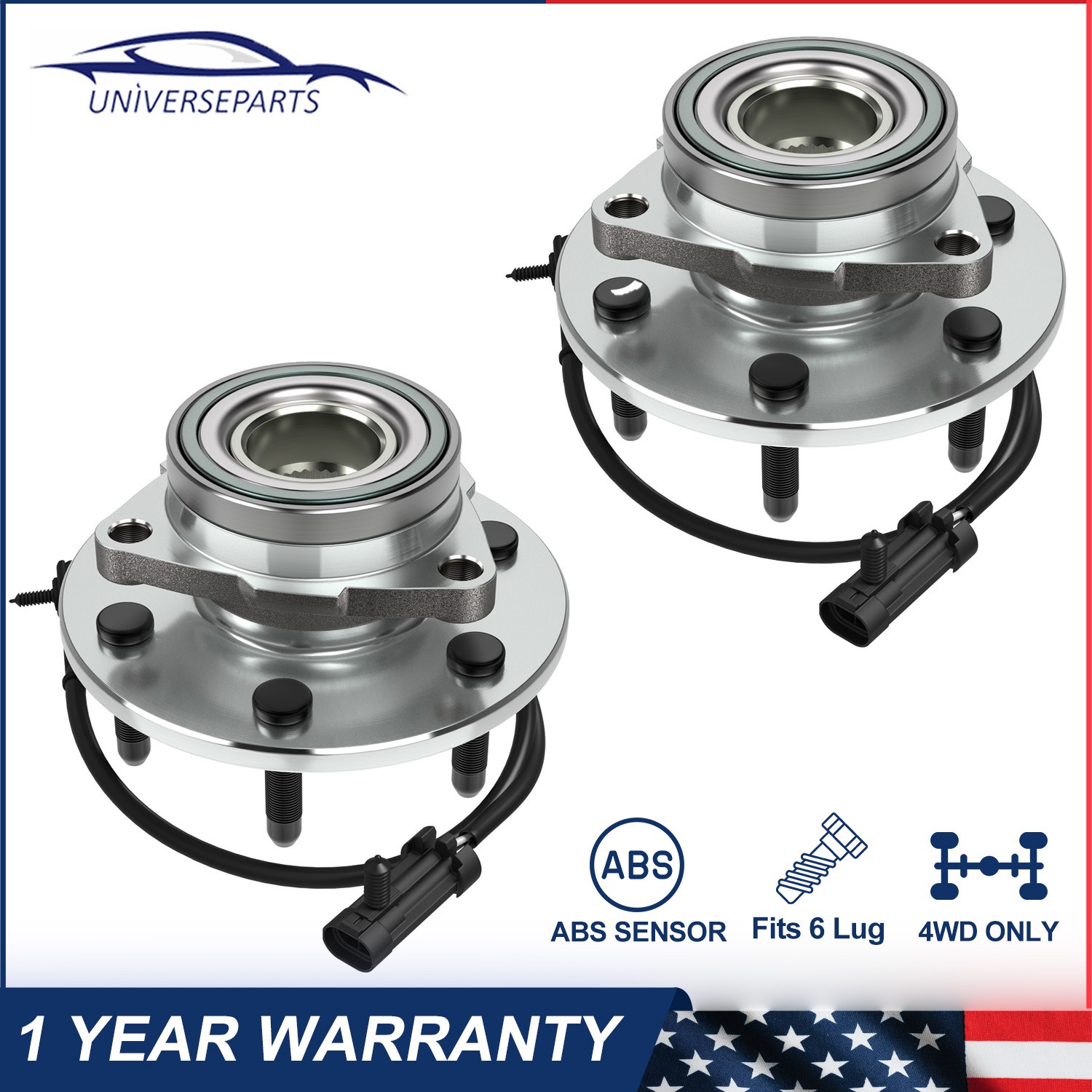 4WD 6Lug Front Wheel Bearings Hub for Chevy Silverado 1500 GMC Sierra 1500 Yukon 4WD 6Lug Front Wheel Bearings Hub for Chevy Silverado 1500 GMC Sierra 1500 Yukon