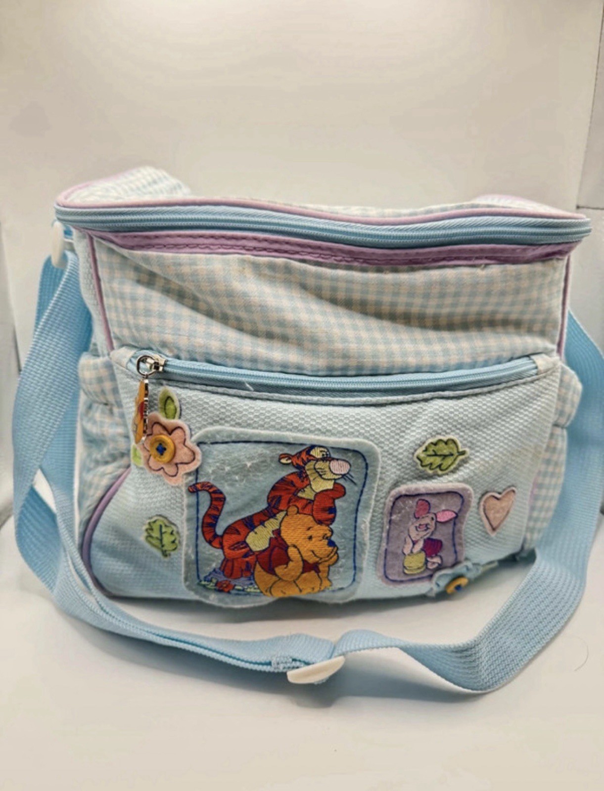 Vintage Disney Winnie the Pooh Tigger Piglet Blue Gingham Shoulder Bag