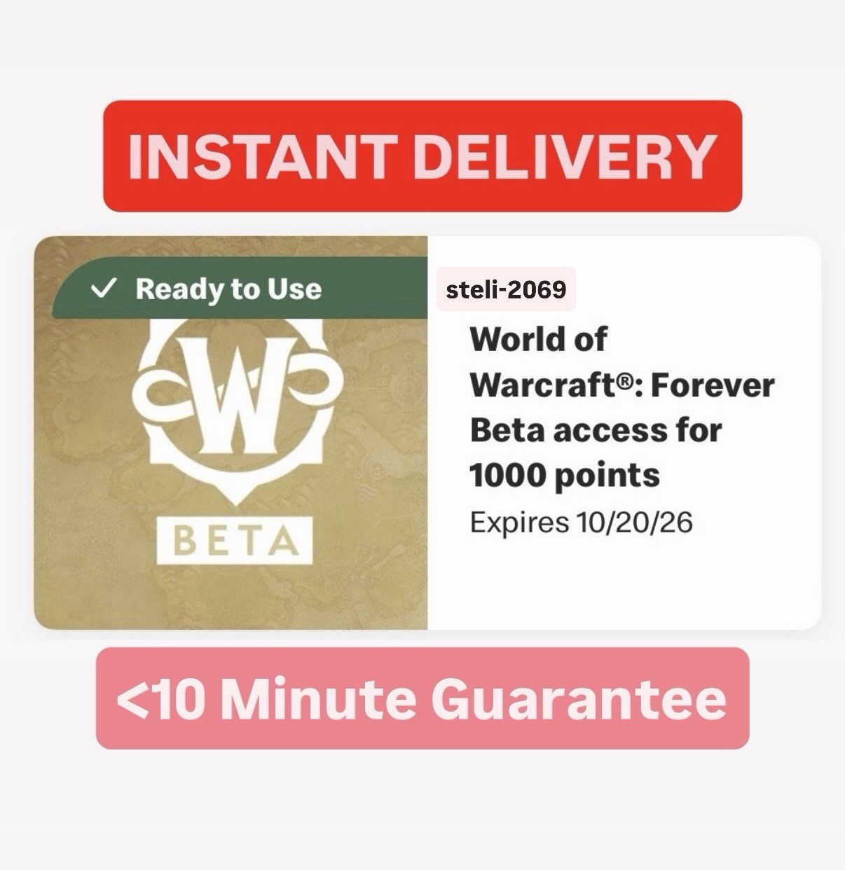 World of Warcraft WoW Forever Beta Access Reward Code - INSTANT DELIVERED World of Warcraft WoW Forever Beta Access Reward Code - INSTANT DELIVERED
