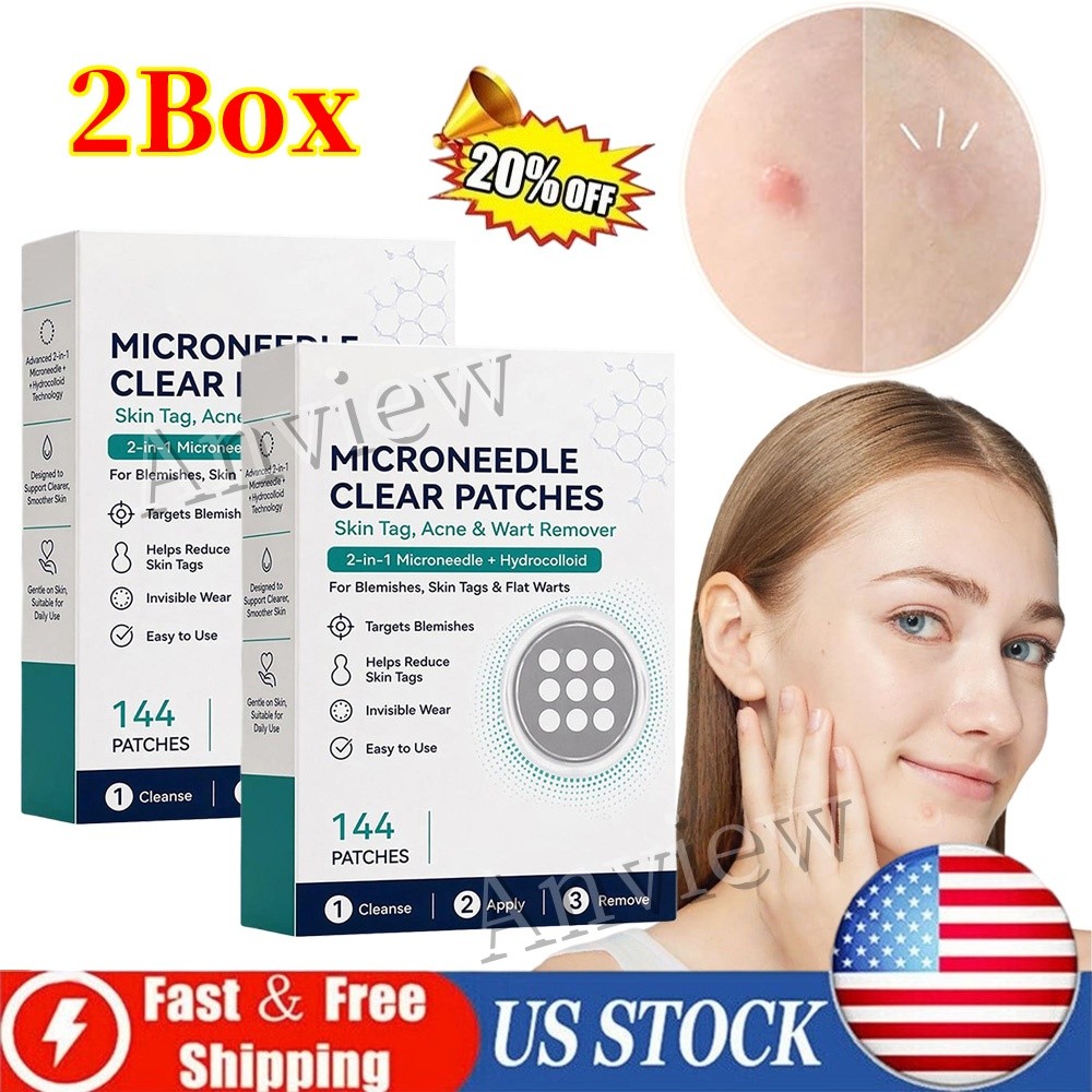 2X Microneedle Clear Patches, 2-in-1 Microneedle Hydrocolloid Patch Blemish Care
