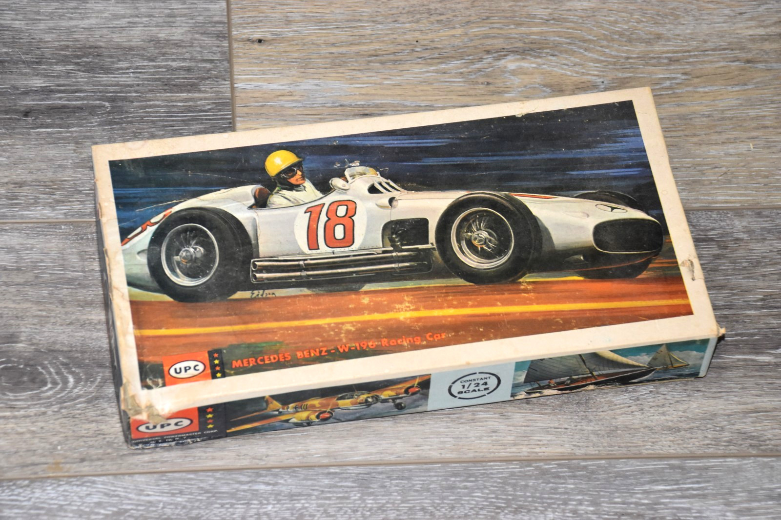 Vintage 1961 UPC 1/24 Mercedes Benz W-196 Racing Car Plastic Model Kit Vintage 1961 UPC 1/24 Mercedes Benz W-196 Racing Car Plastic Model Kit