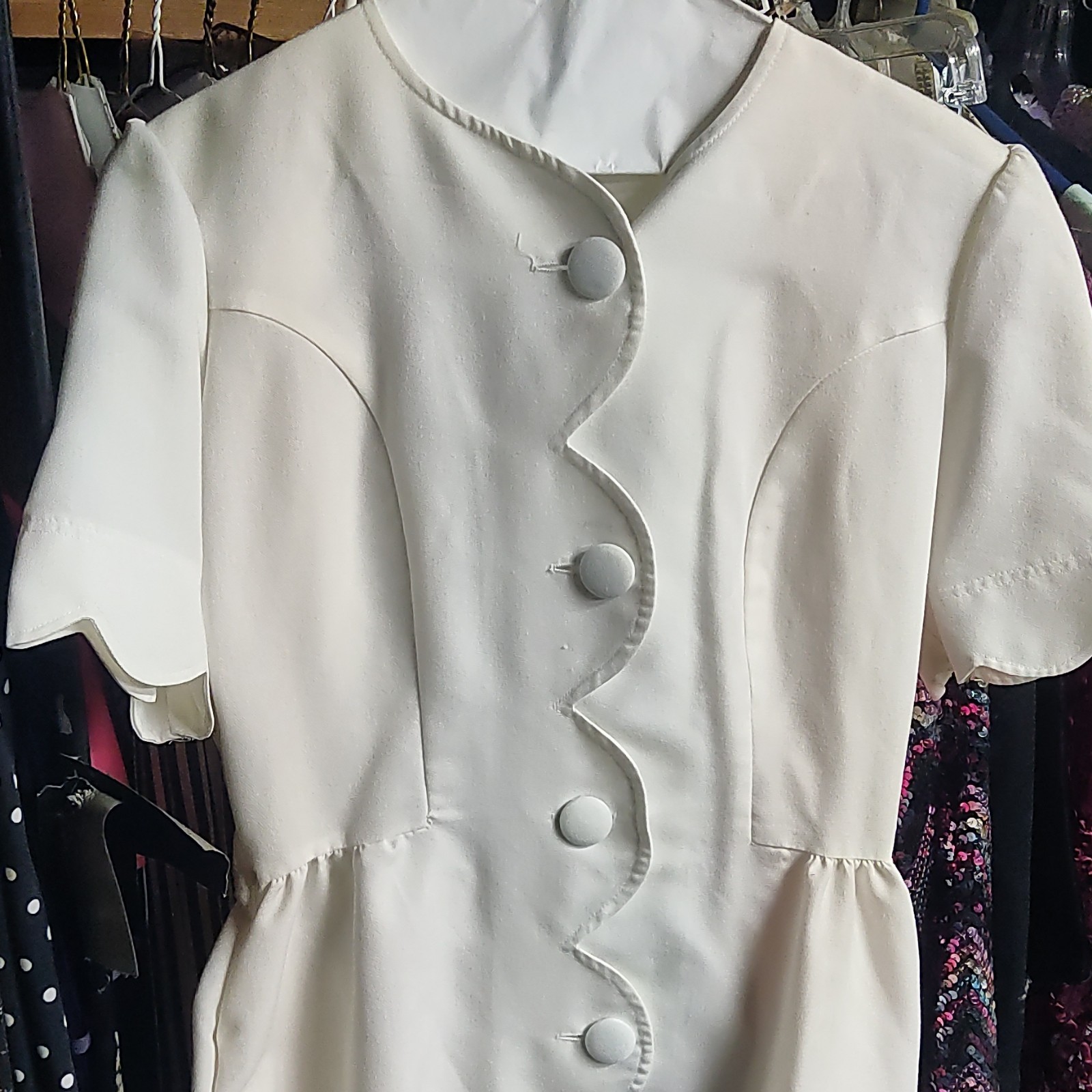  Vintage 70s Action Line Nurse Uniform Dress WScalloped Button Front Mod Size 10