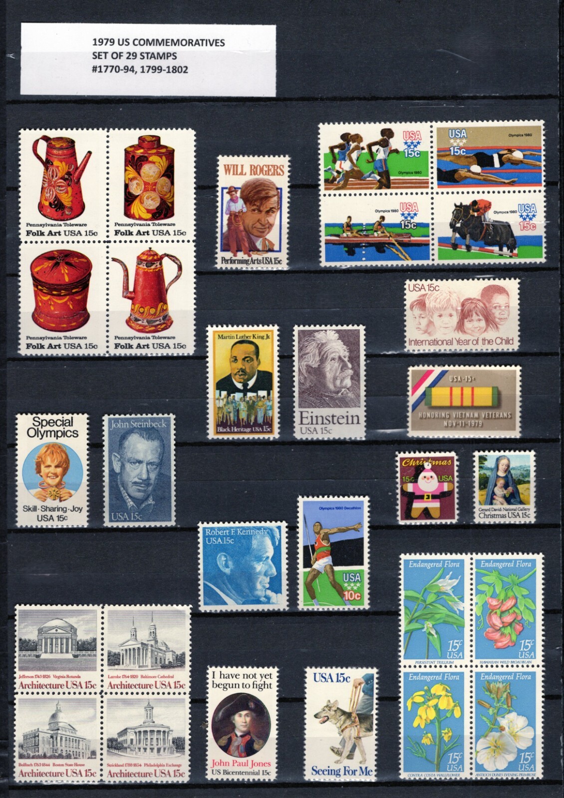 1979 FULL U.S. COMMEMORATIVE STAMP SET MINT NH