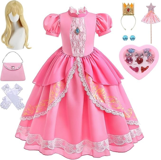 Princess Costume for Girls Dress up Holiday for 7-10 Years Kids with Accessories Princess Costume for Girls Dress up Holiday for 7-10 Years Kids with Accessories