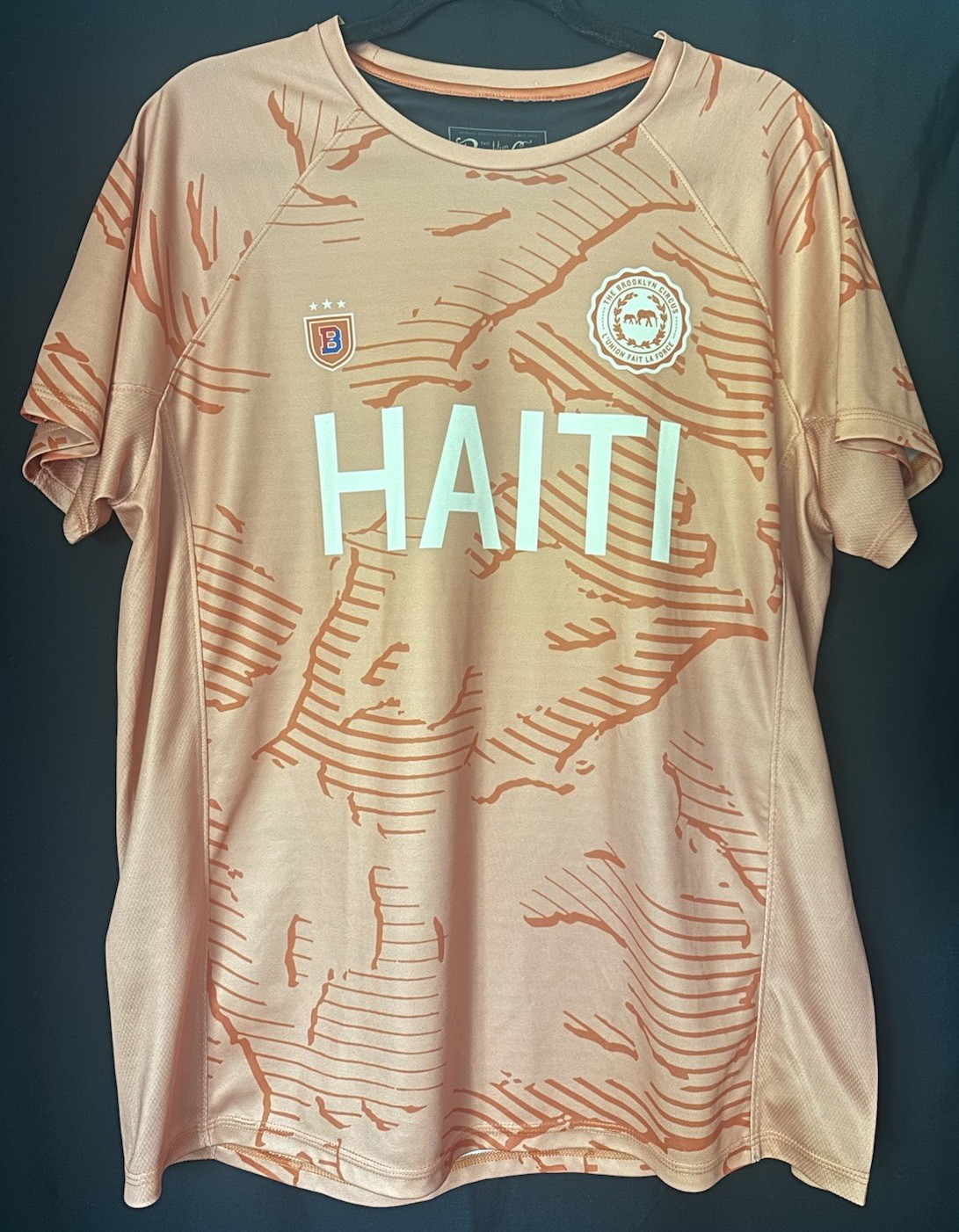 The Brooklyn Circus BKc Haiti Soccer Jersey Mens L #04 Orange Excellent Rare