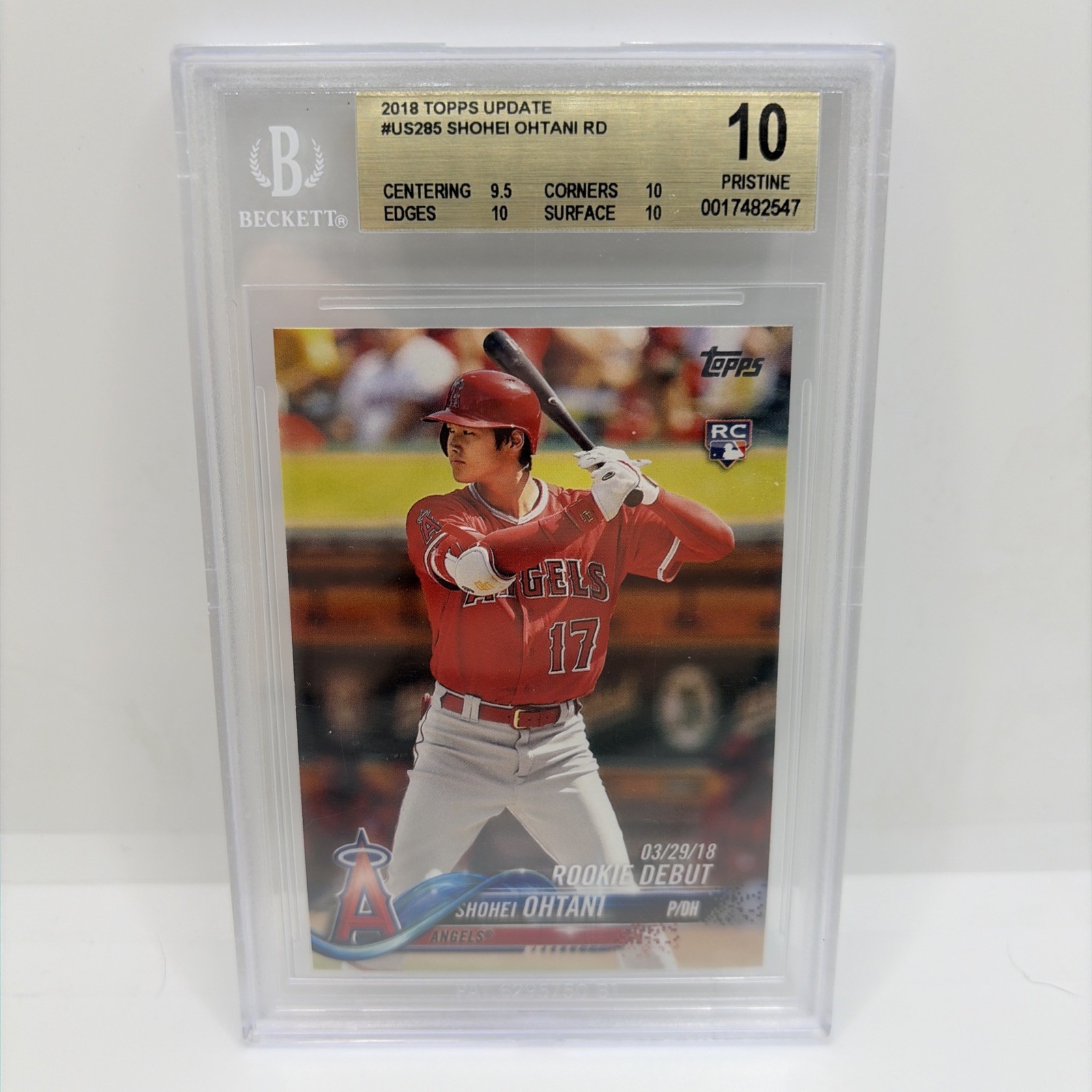 2018 Shohei Ohtani Topps Update #US285 Rookie Card RC BGS 10 PRISTINE