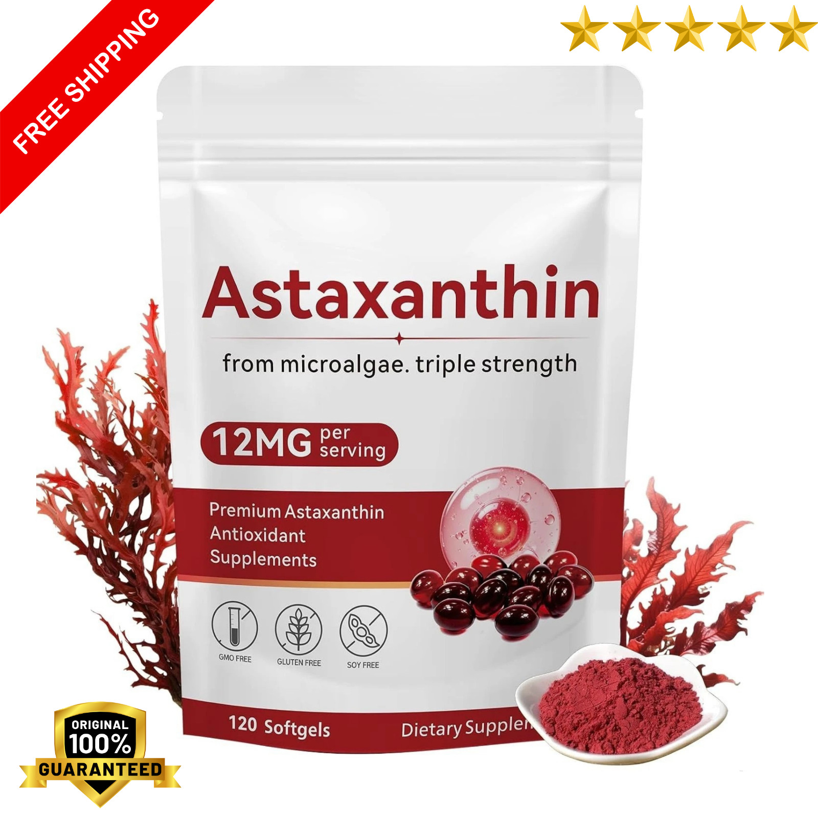 Micro Ingredients Astaxanthin 12mg Softgels 120ct Natural Antioxidant Supplement Micro Ingredients Astaxanthin 12mg Softgels 120ct Natural Antioxidant Supplement