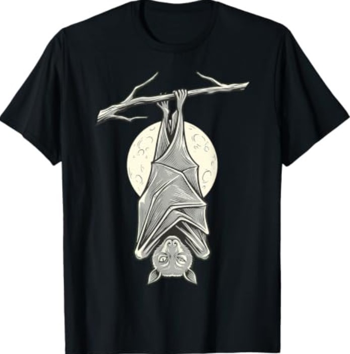 Bat Hanging Moon Funny Lover Spooky Wildlife Animal T-Shirt