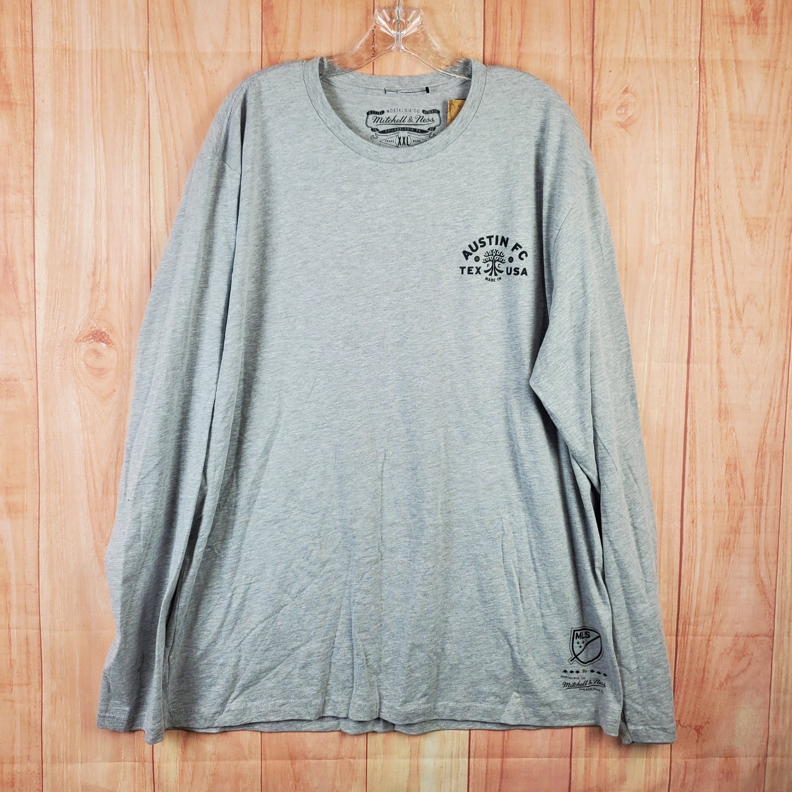 Mitchell & Ness Shirt Men\'s 2XL Heather Gray Cotton MLS Austin FC Long Sleeve