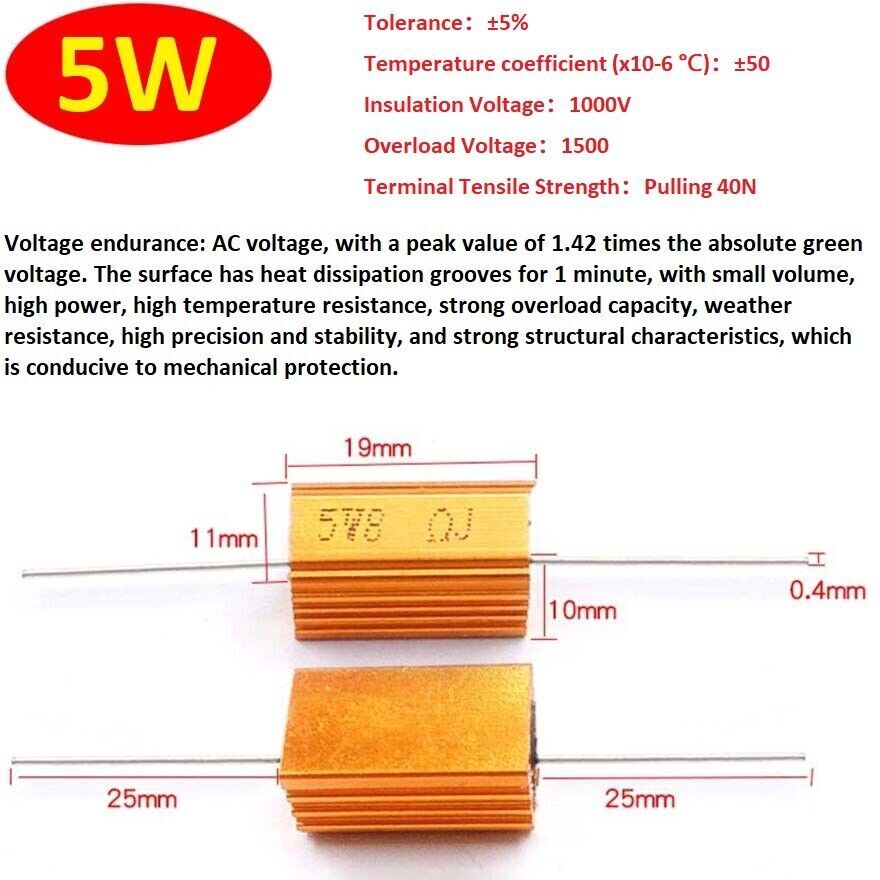 5W-500W Aluminum Power Metal Shell Case Wirewound Resistor 0.1Ω-15KΩ