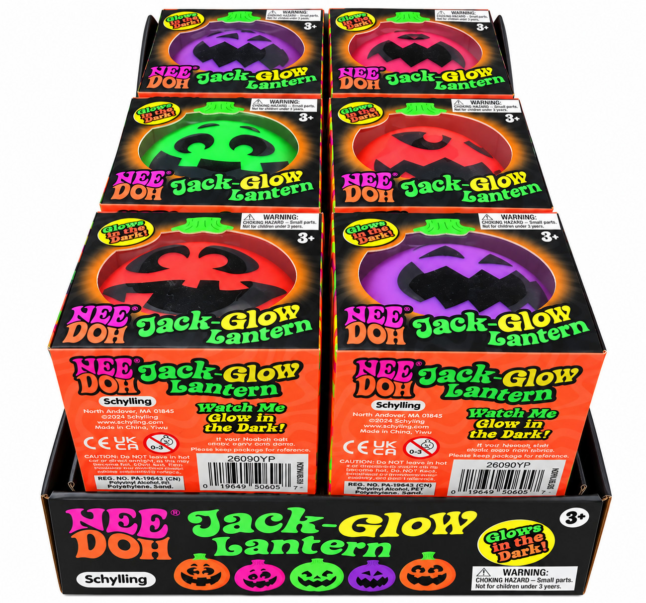RARE NeeDoh Halloween Glow in Dark Jack-Glow Lantern Pumpkin Authentic Schylling