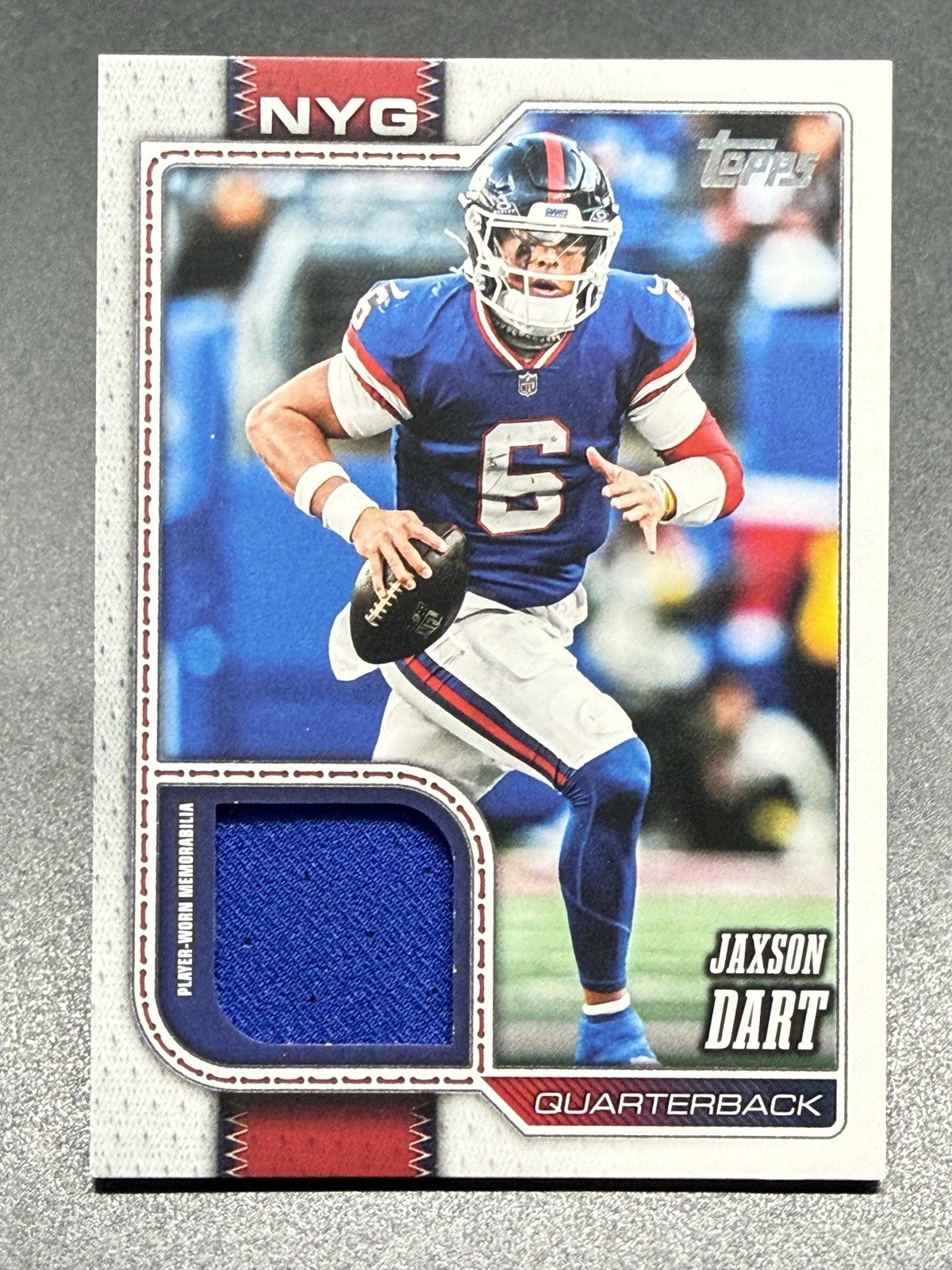 2026 Topps Flagship Football #ROR-JD Jaxson Dart Real One Relic NY Giants Patch