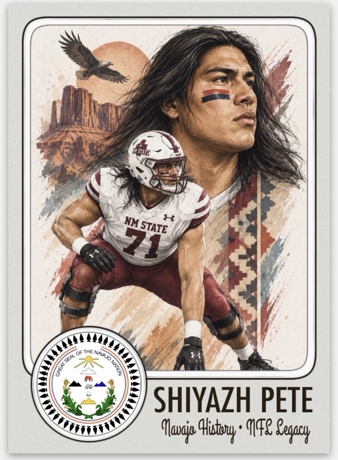 Shiyazh Pete Dallas Cowboys New Mexico Navajo Nation Aceo Fan Card Custom