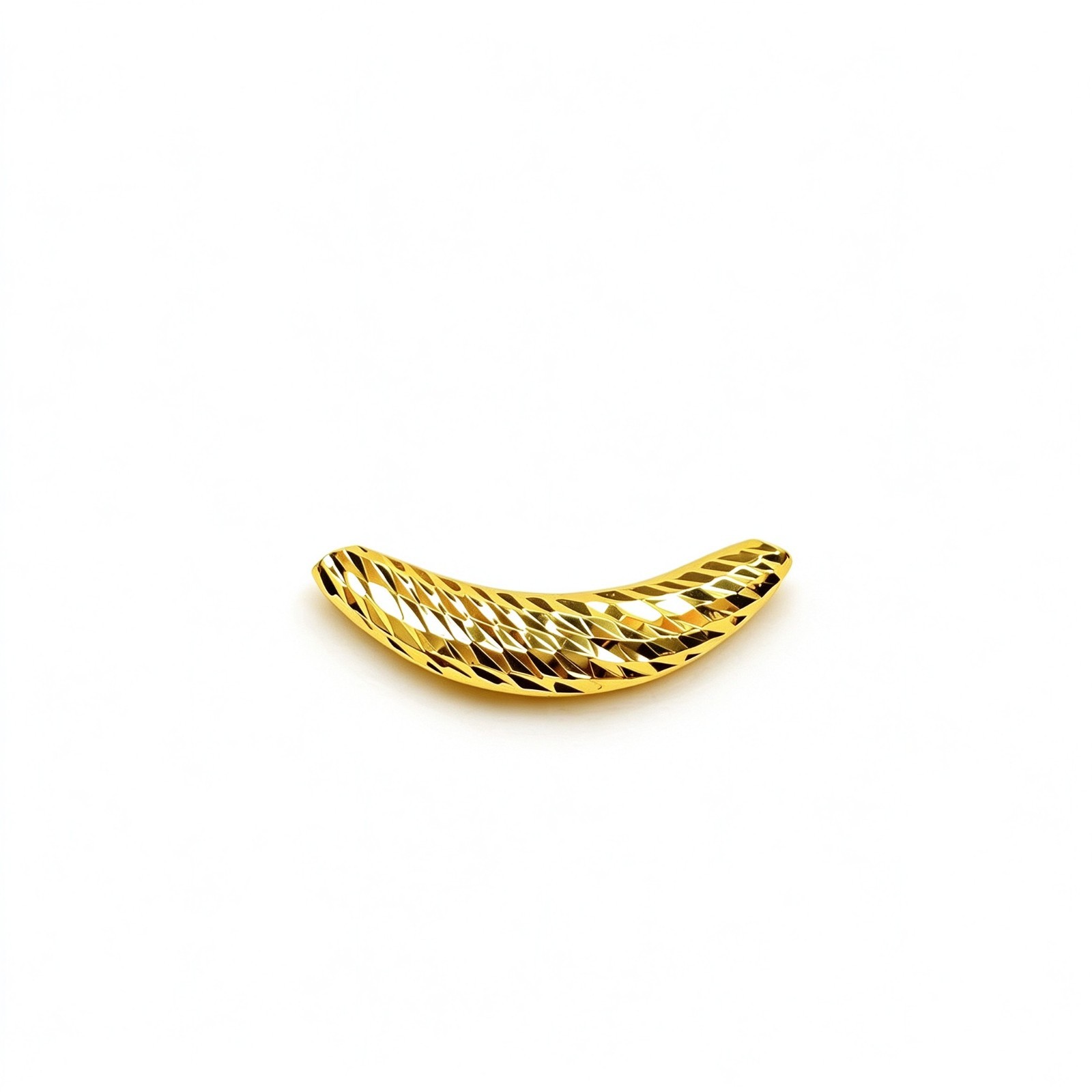Gold Tone Crescent Moon Pendant Charm Textured Cut Women Fashion Necklace Jewelr