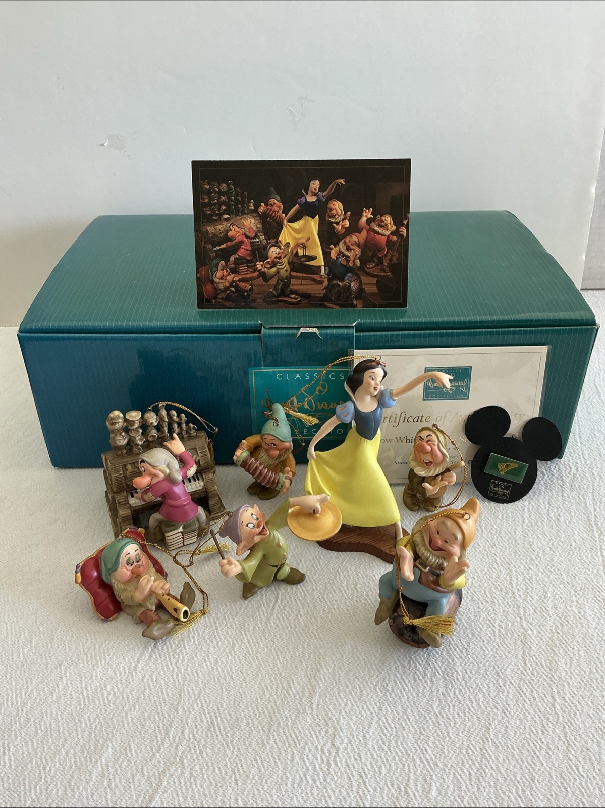 WDCC Snow White and the Seven Dwarfs Ornament Set N.L.E. w/WDCC Promos- READ