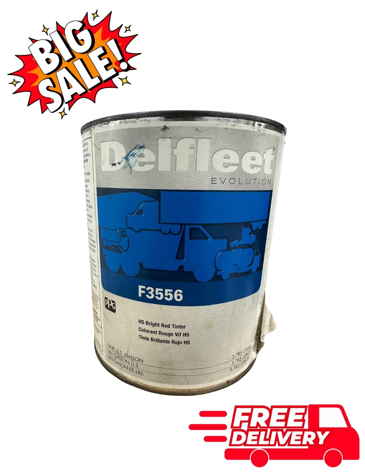 🔥 PPG Delfleet Evolution F3556 HS Bright Red Tinter 1 Gallon 🎨