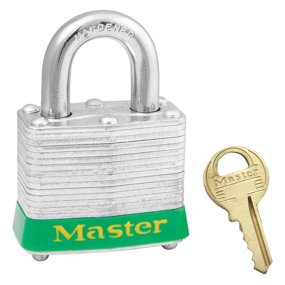 MASTER LOCK 3KAGRN-0491 Lockout Padlock,KA,Green,1-1/4\