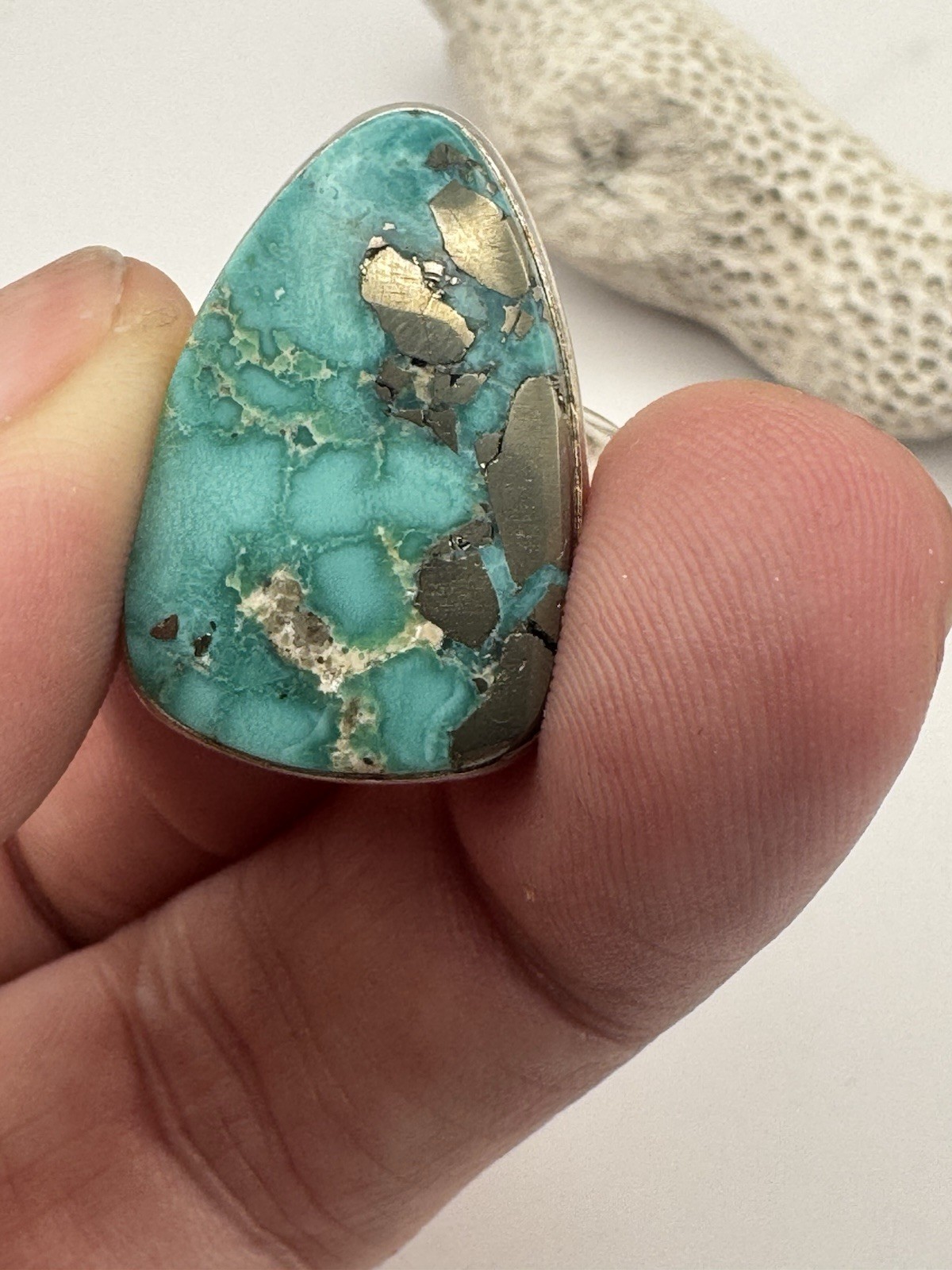 Navajo Artist Doug Zachary Royston Turquoise And Sterling Silver Ring Size 7