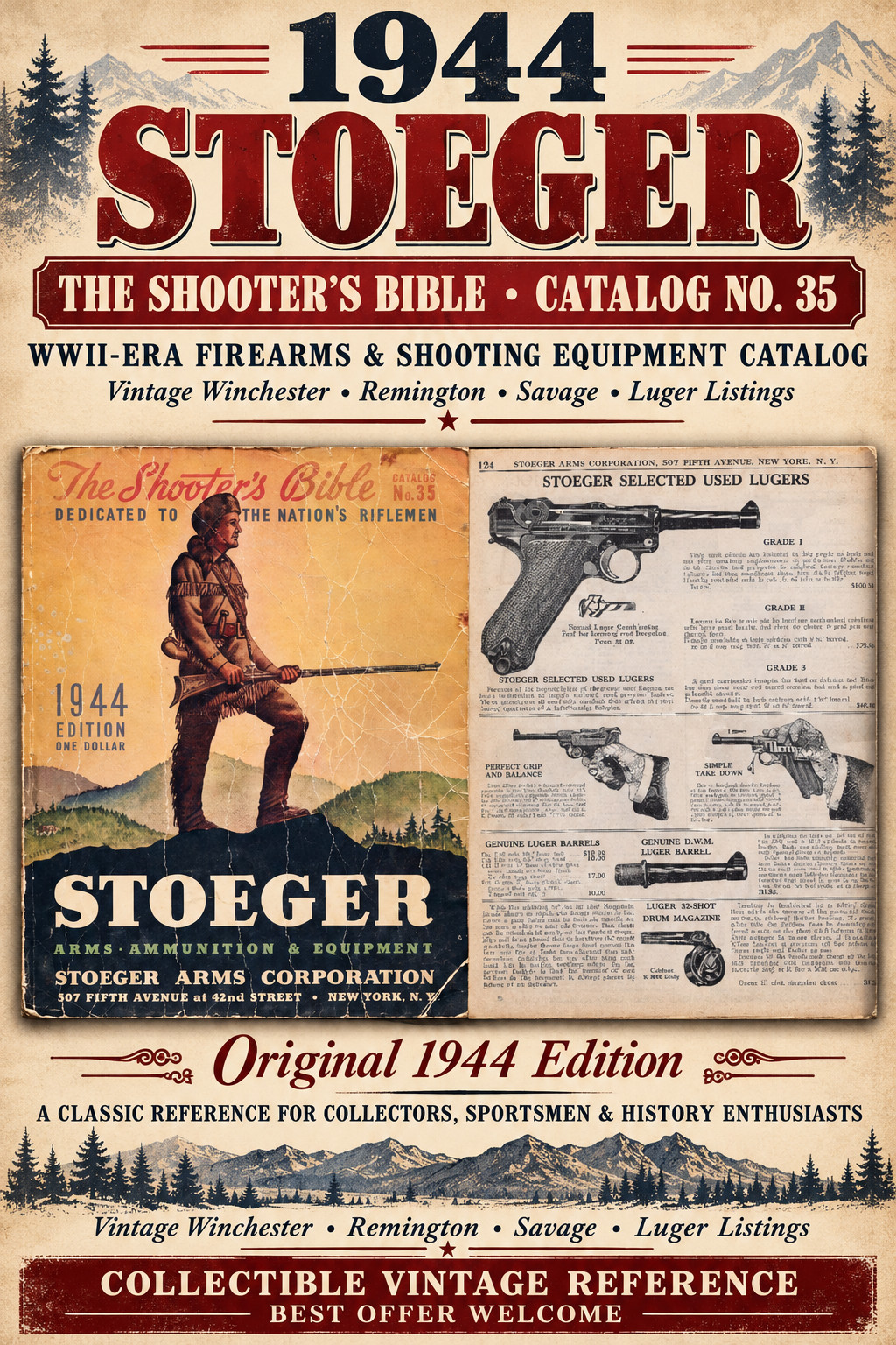 Vintage 1940s Stoeger Shooter's Bible Illustrated Firearms & Gunsmithing Catalog