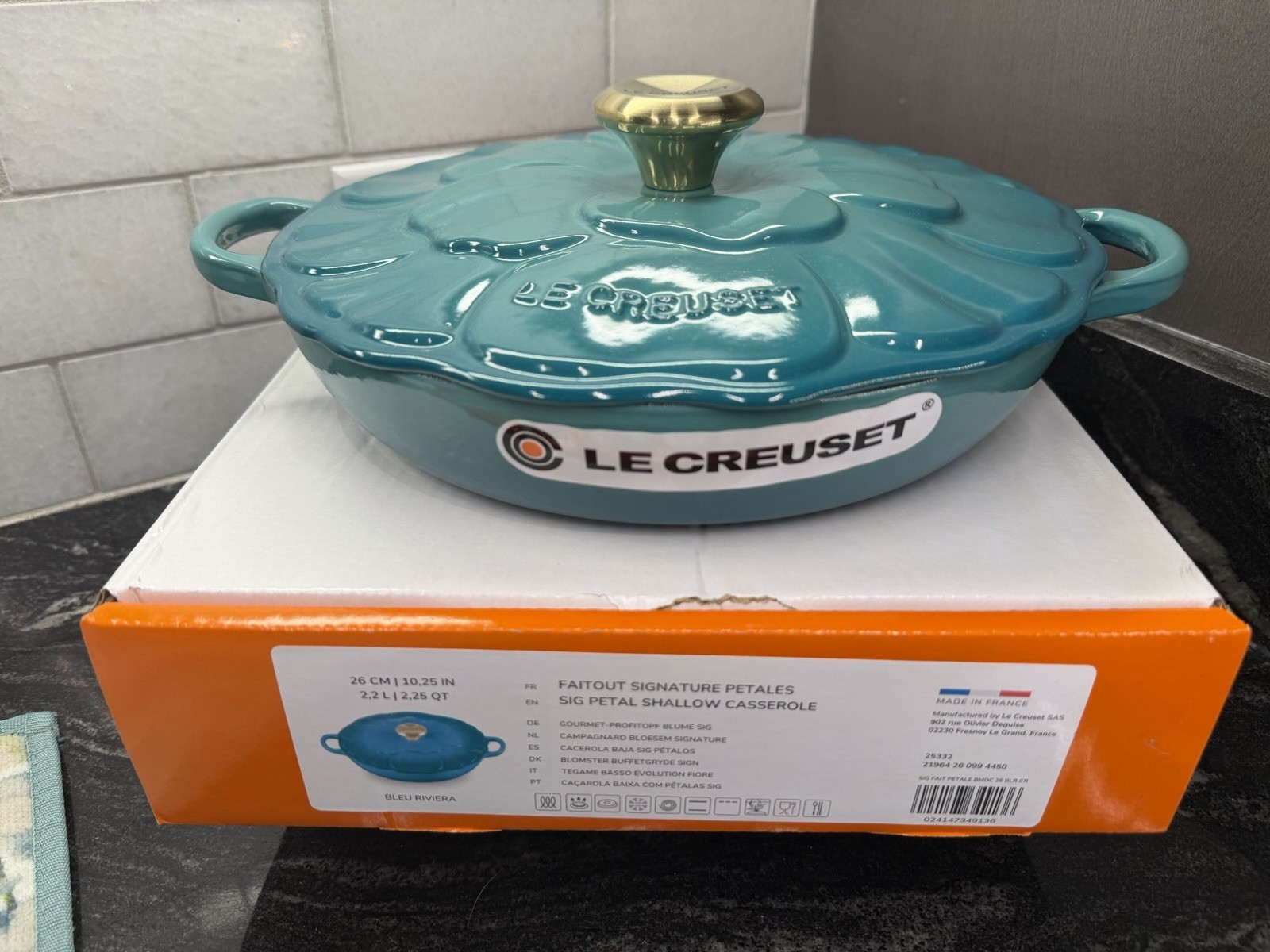 NEW Le Creuset PETAL BRAISER in Blue Riviera - Shallow Casserole – 2.25 Qt