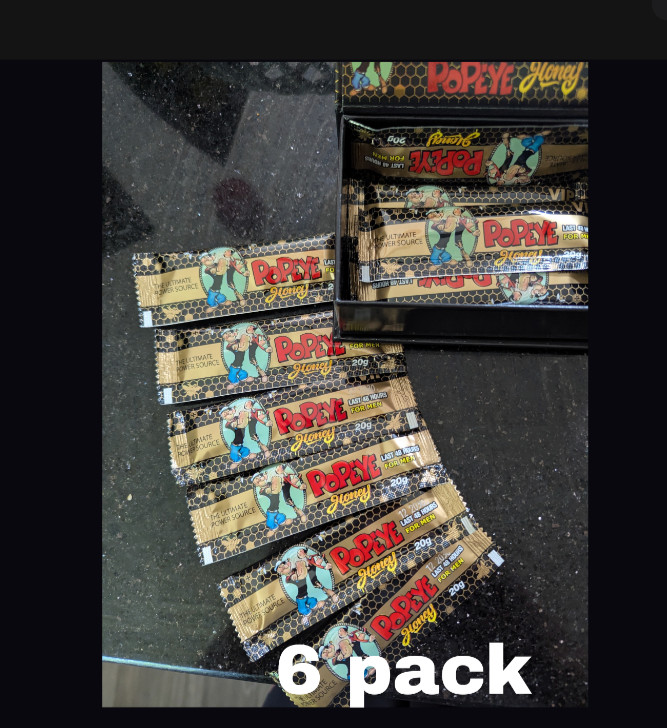 Popeye Honey for men 12 PACKS Sachets: Honey sticks, Jelly, Panax Ginseng, Maca