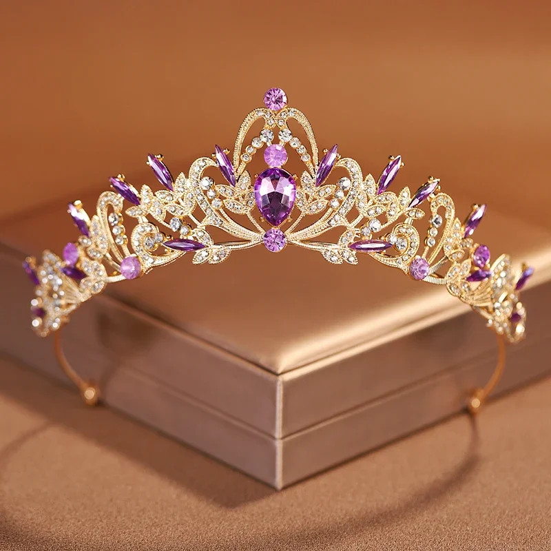 Bridal Headwear Purple-Colour Women's Grand Party Crown Birthday Tiaras Bridal Headwear Purple-Colour Women's Grand Party Crown Birthday Tiaras