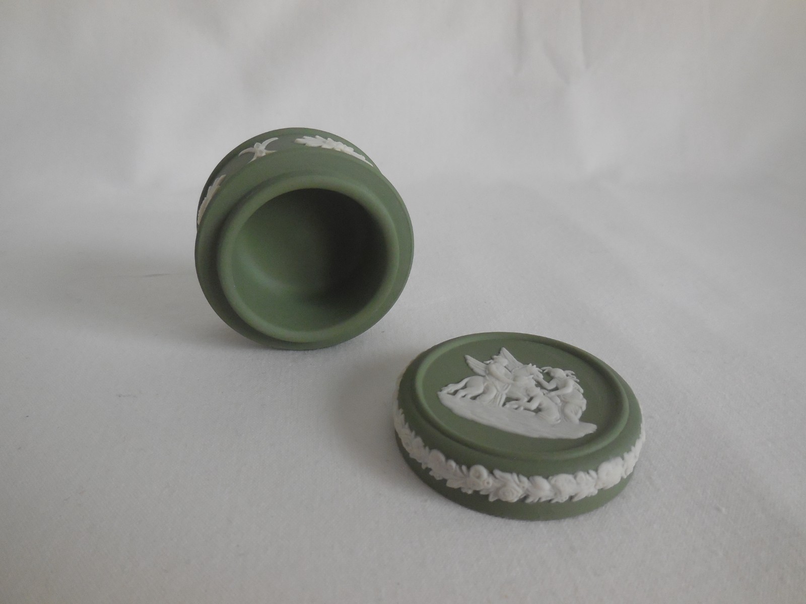 Wedgwood Sage Green Jasperware Pegasus Miniature Box Wedgwood Sage Green Jasperware Pegasus Miniature Box