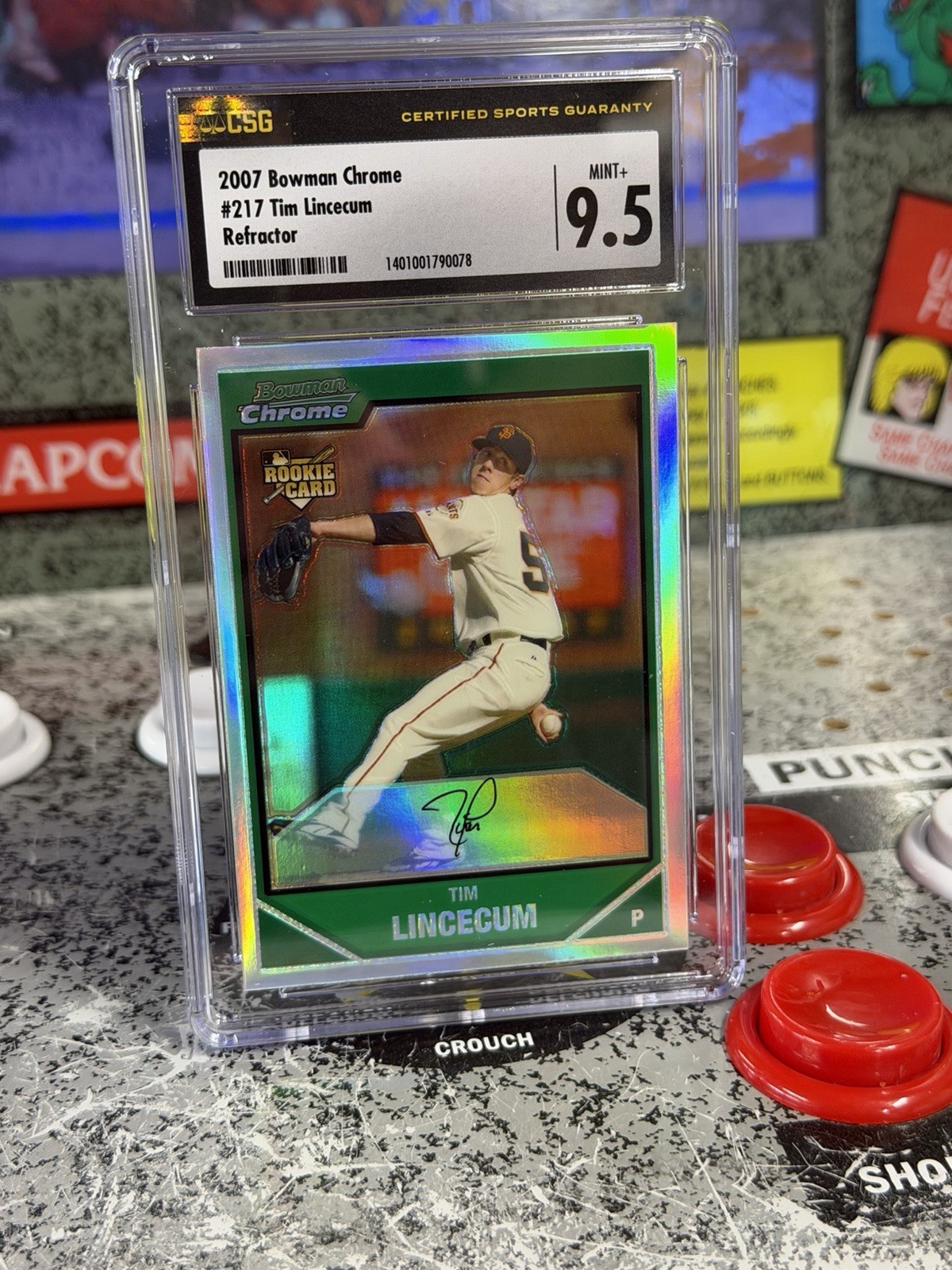 2007 Bowman Chrome Tim Lincecum #217 Refractor Rookie RC CGC 9.5 MINT+ The Freak