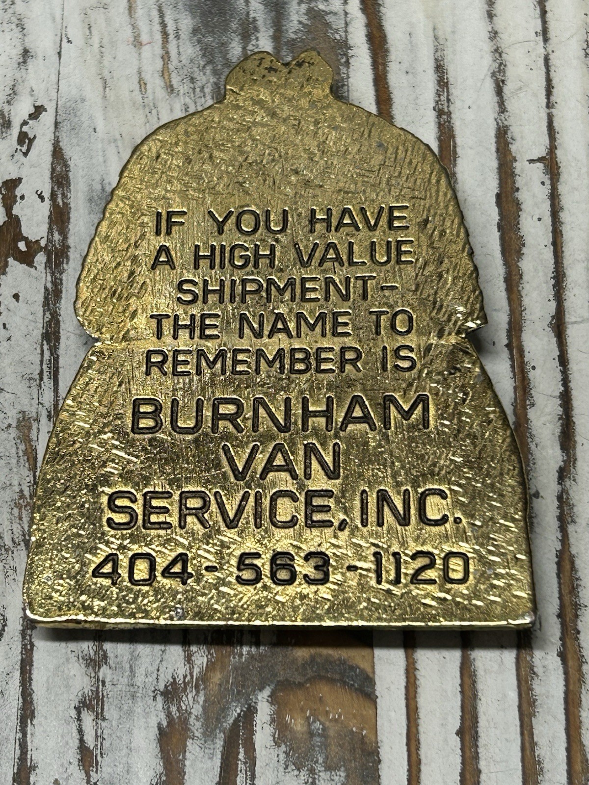 Burnham’s Van Service Vintage Metal King Tut Paper Weight Gold Tone Atlanta GA