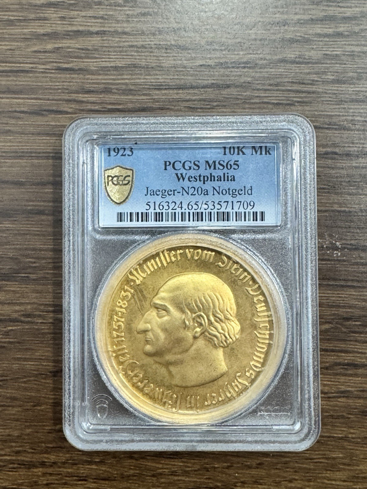 1923 GERMANY WESTPHALIA 10000 MARK NOTGELD NOTGELD PCGS MS 65