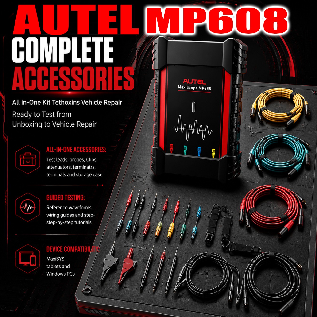 Newest Autel MaxiScope MP608 4-Channel Professional Automotive Oscilloscope Tool