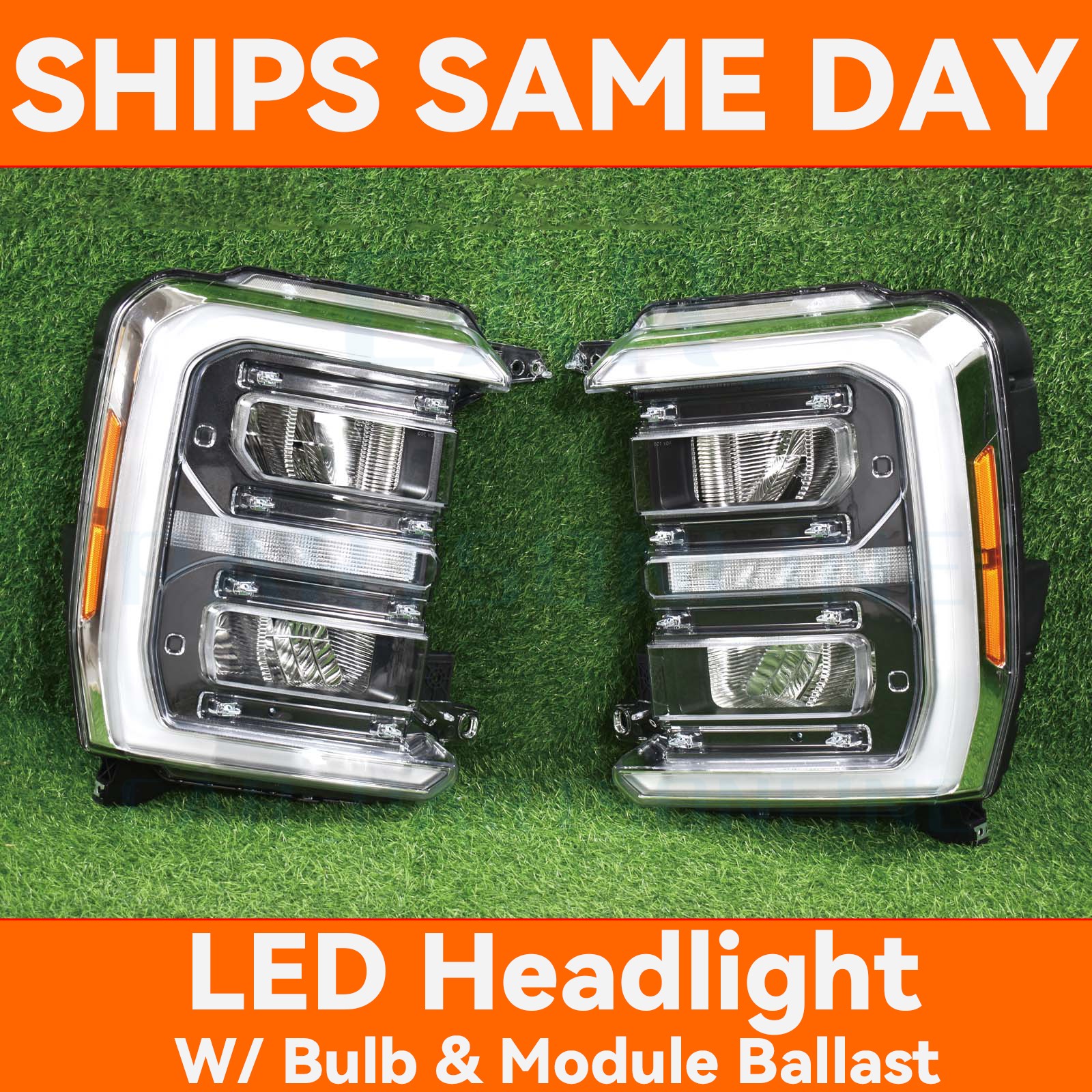For 2023-2025 Ford F250 Superduty Black Trim LED Reflector Headlights Headlamps