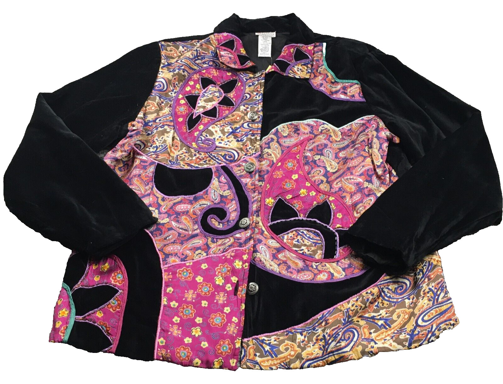 Spirit Sandy Starkman Womens Button Up Jacket Sz L Quilted Embellished Lined NWT
