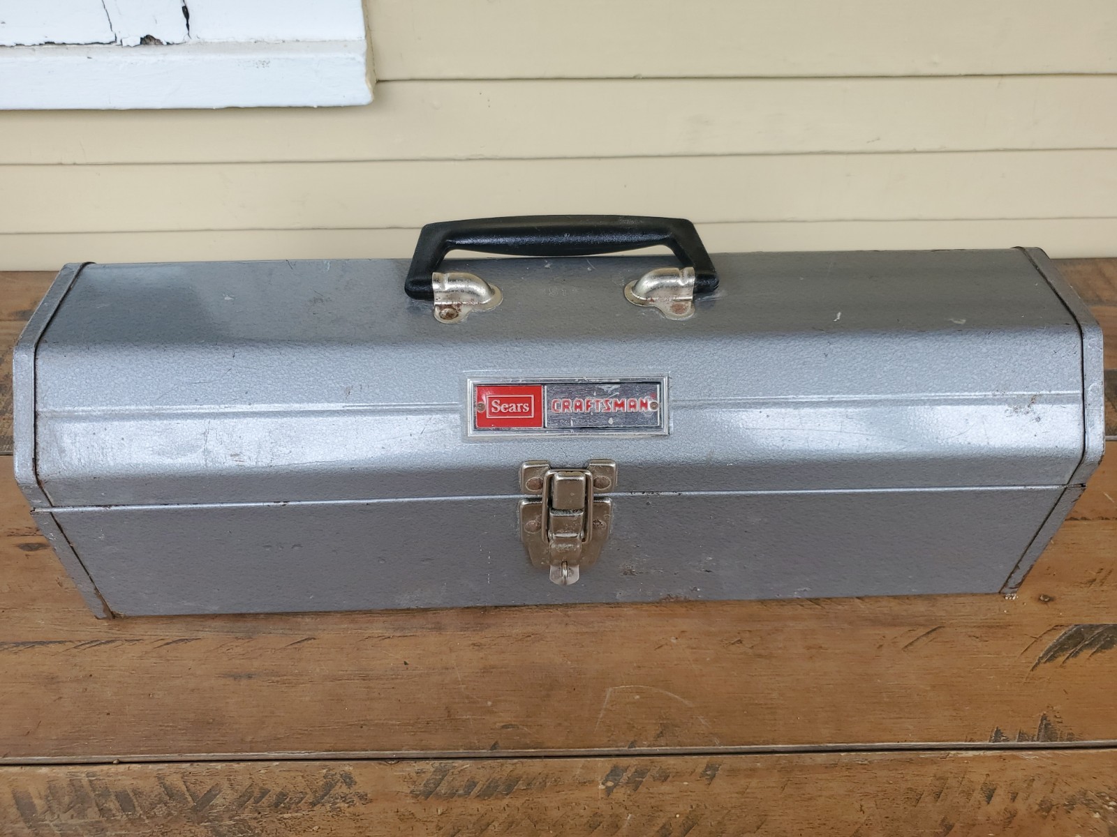 Vintage Sears Craftsman Tombstone Roof w NICE Red Tray Metal Tool Box 65161 USA 