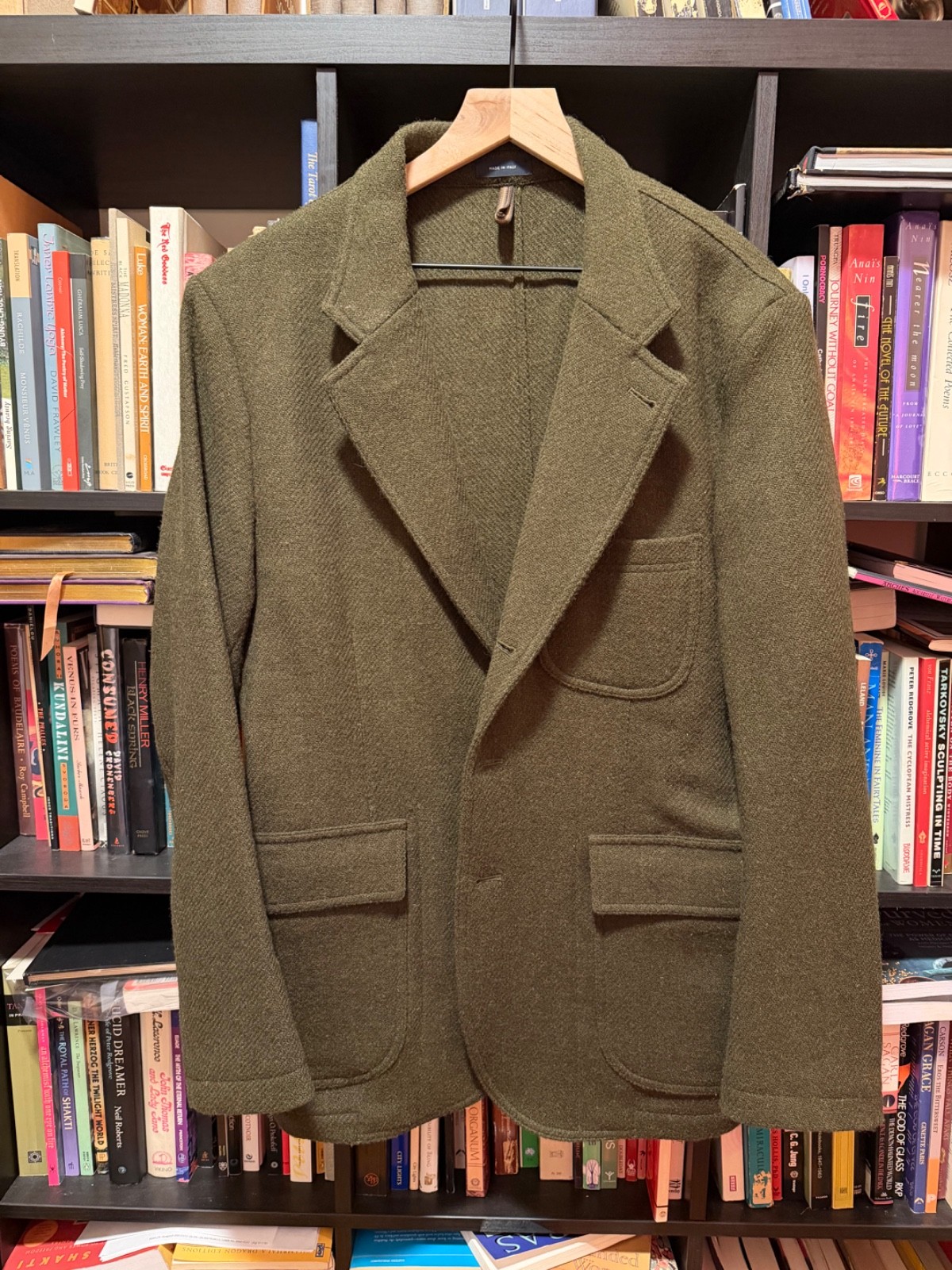Drake\'s Games Blazer in olive Harris Tweed - sz 42 - made in Italy - worn 3x