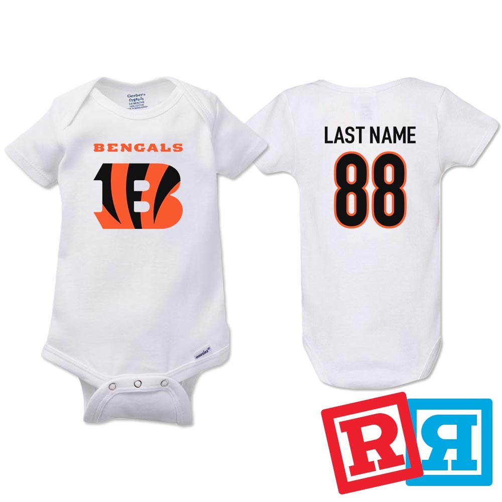 Personalized Cincinnati Bengals Gerber Baby Onesie® Cotton Custom Bodysuit Personalized Cincinnati Bengals Gerber Baby Onesie® Cotton Custom Bodysuit