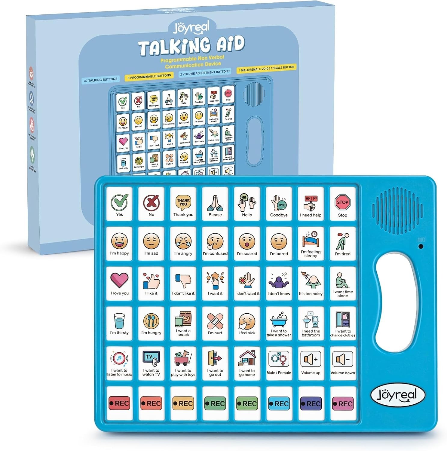 Non-Verbal Communication Tool for Autism with 37 Talking Buttons & Easy Setup