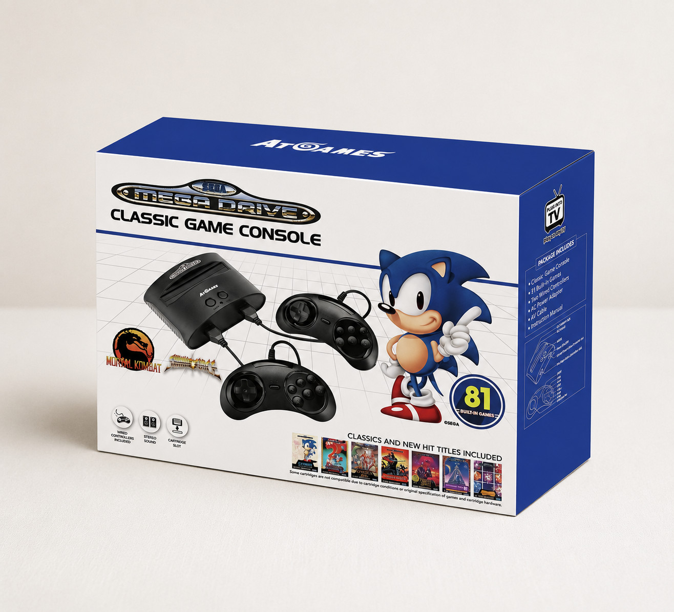 AtGames Sega Genesis Mega Drive with Classic Console Black 81 Games Built-in