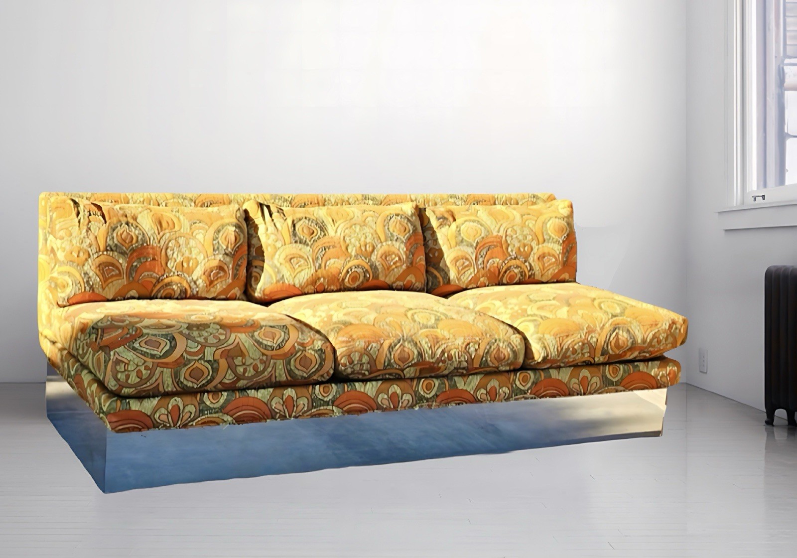 1972 Emelio PUCCI Fabric Thayer Coggin Sofa MCM Milo Baughman Larsen 60s 70s Vtg