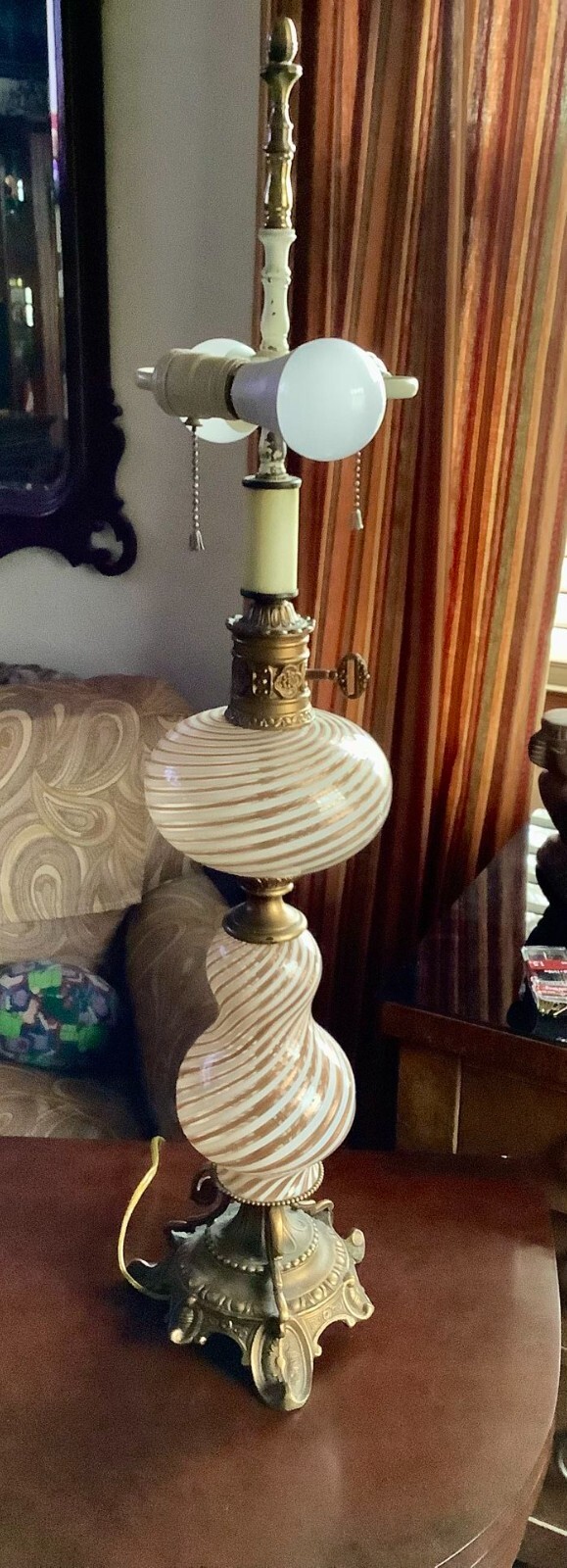 Vintage Italian Murano Glass Lamp By Dino Martens MCM Mid Century