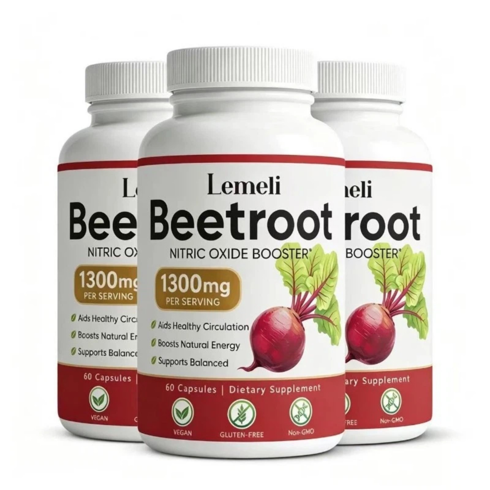 3 PACK Lemeli Beetroot -1300mg, Lemeli Beet Root Supplement 180 Capsules,US