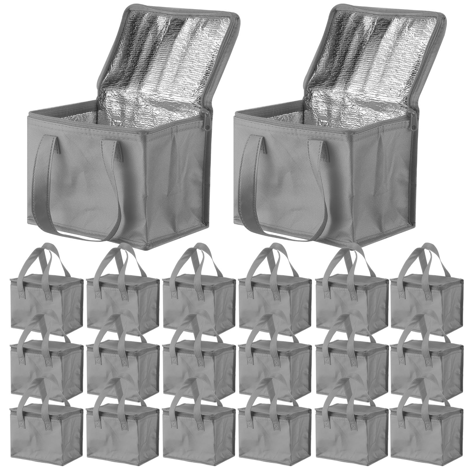 Lallisa 24 Pack Gray Insulated Lunch Bags Thermal Cooler Beverage Box for